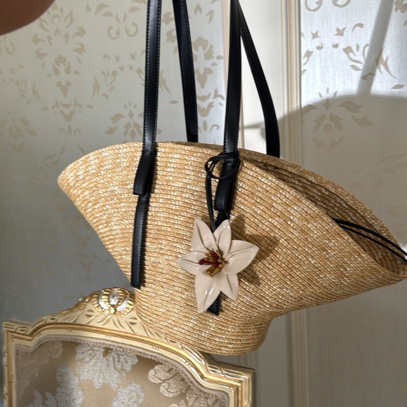 🦋 Bloggers Favorite 🦋 NWT ZARA BASKET SHOULDER BAG WITH FLOWER - Picture 10 of 16